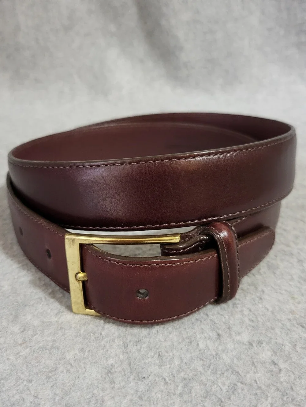 Brighton Belt Aniline Glazed Cowhide Glove Leather Brown Women's 36 Gold Buckle